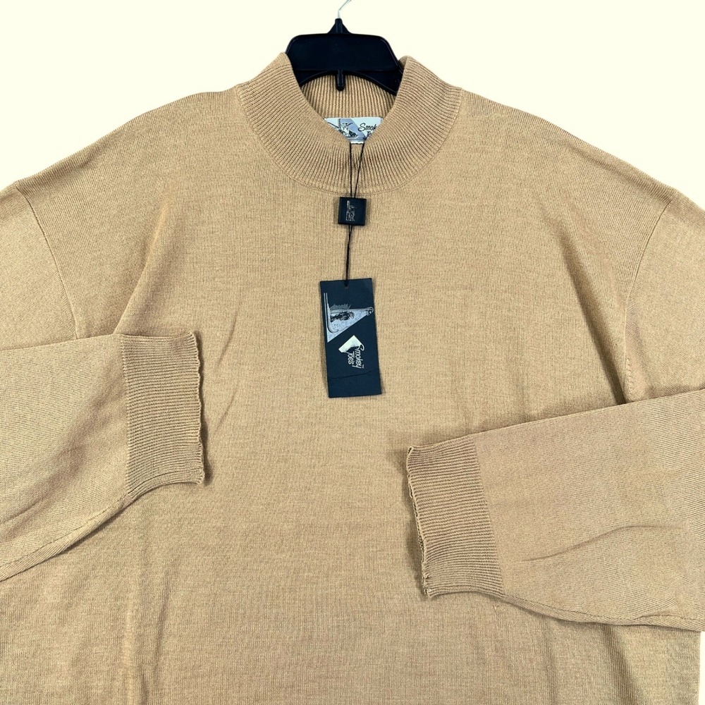 Smokey Joes Sweater Mens 6X Tan Mock Neck Long Sleeve Casual Layering